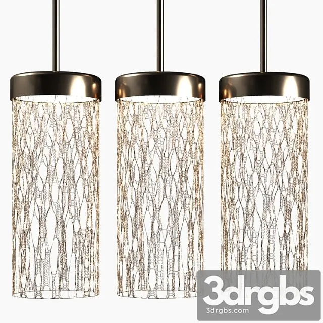 Metal Pendant Lamp With Three Plafonovs 3D Model Free