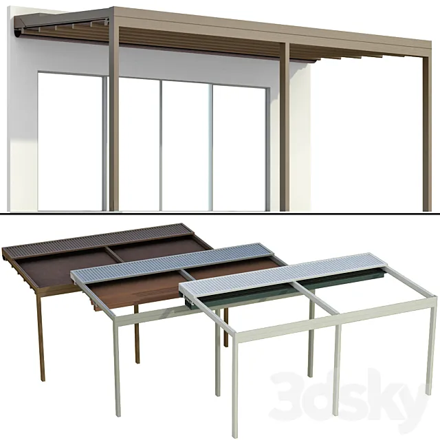 Metal pergola gazebo canopy with awning 3D Model