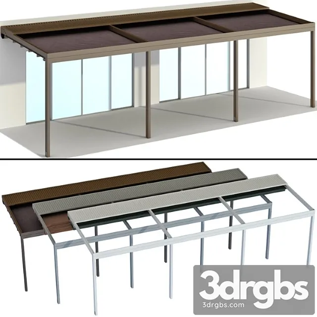 Metal pergola gazebo canopy with awning_1 3D Model Free