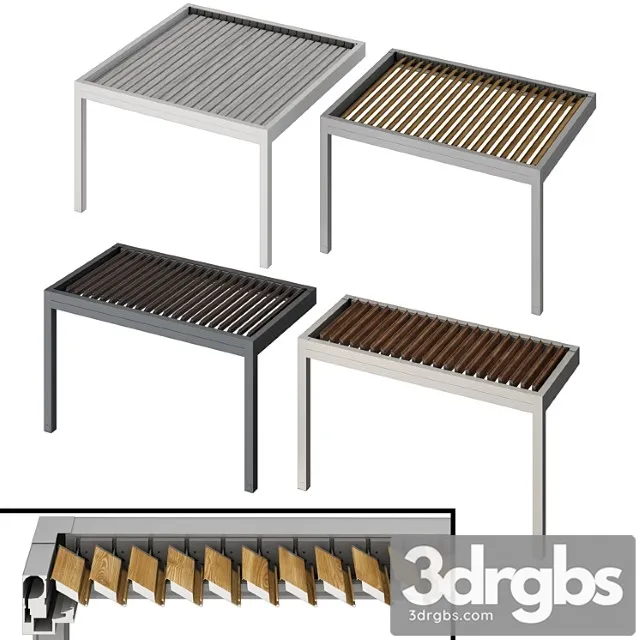 Metal pergola gazebo canopy with roller shutters 2 3D Model Download