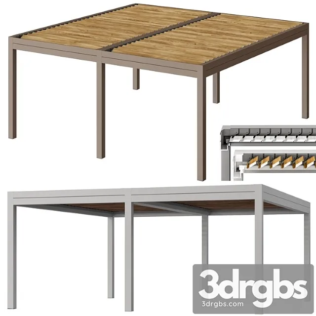 Metal pergola gazebo canopy with roller shutters_1 3D Model Free