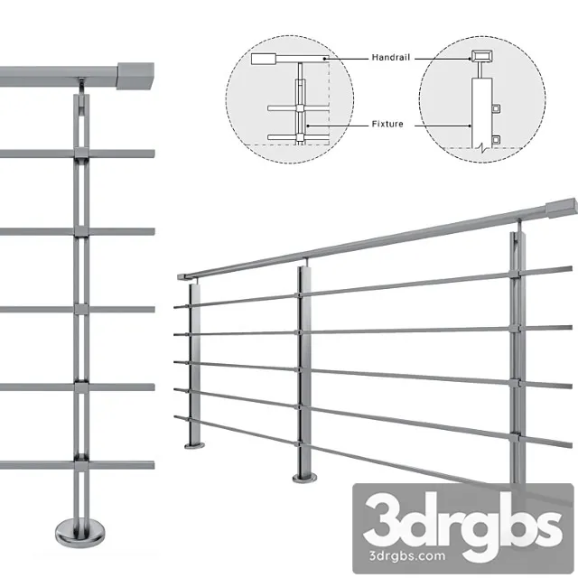 Metal railing 3D Model Free