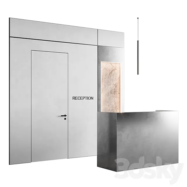 Metal Reception with decor 3D Model