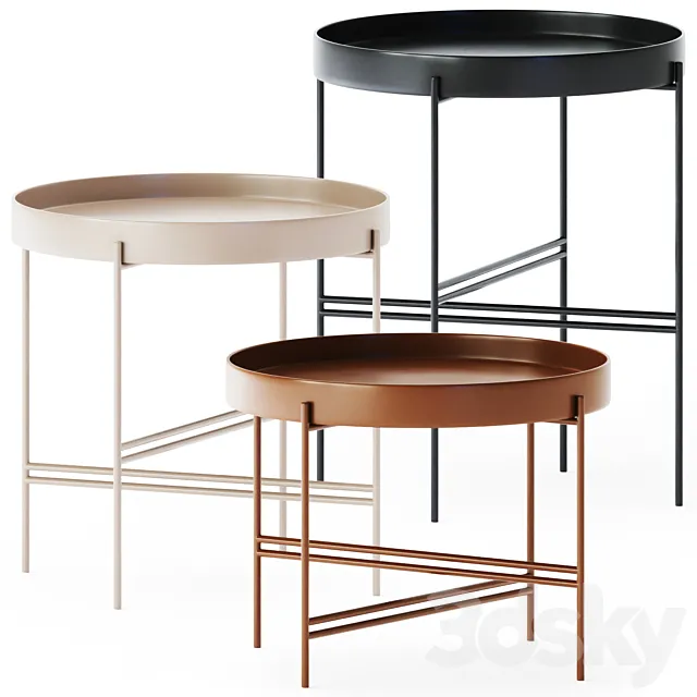 Metal Round Coffee Tables Tray by Potocco 3D Model