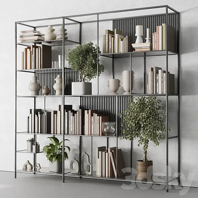 Metal Shelves Decorative With Book and plants - Metal Rack 17 Free Download