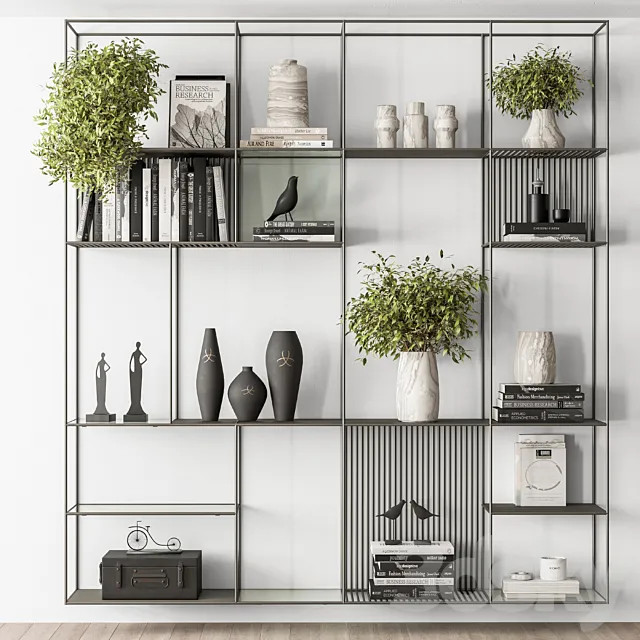 Metal Shelves Decorative with plant - Rack Set 10 3DModel