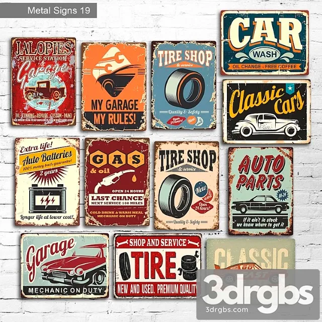 Metal signs 19 3D Model Free