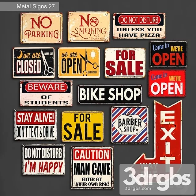 Metal signs 27 3D Model Free