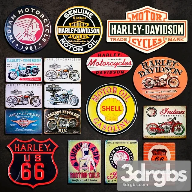 Metal signs №10. motorcycles 3D Model Free