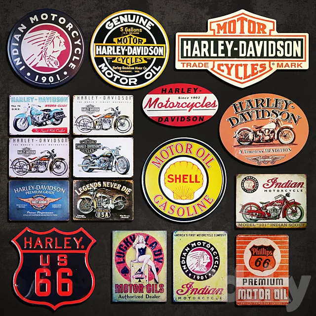 Metal Signs №10. Motorcycles 3D Model