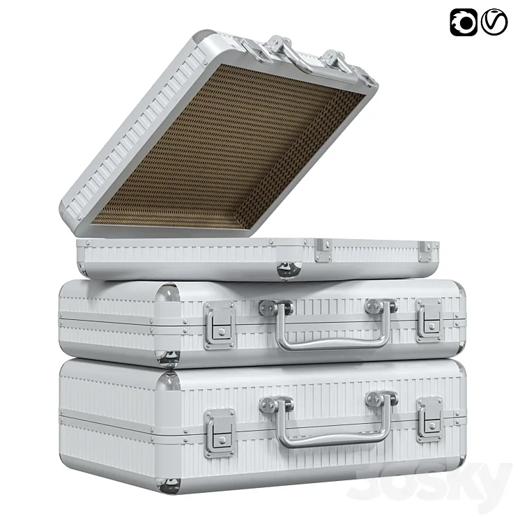 Metal suitcase set of metal suitcases 3D Model Free
