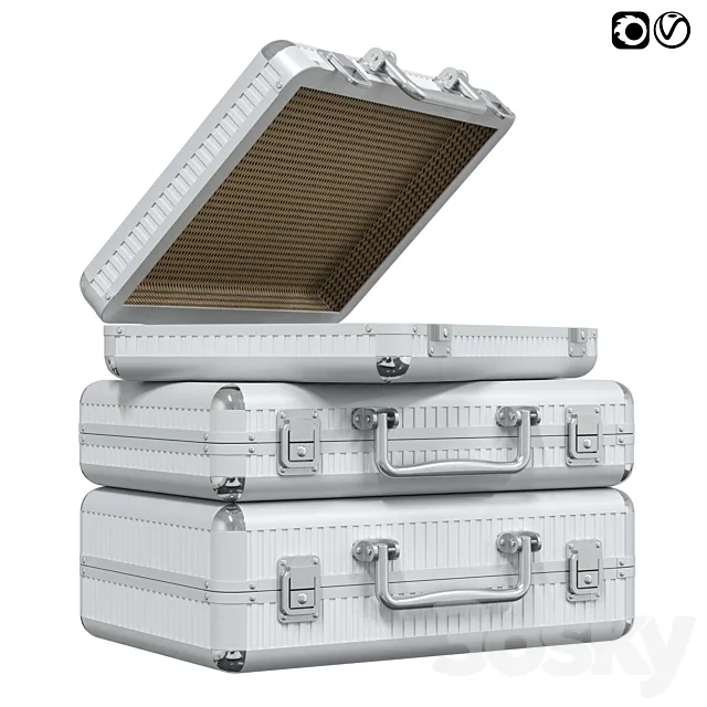 Metal suitcase. set of metal suitcases 3DModel