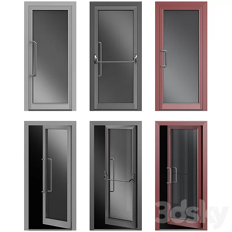 Metal swinging fire doors 3D Model Free