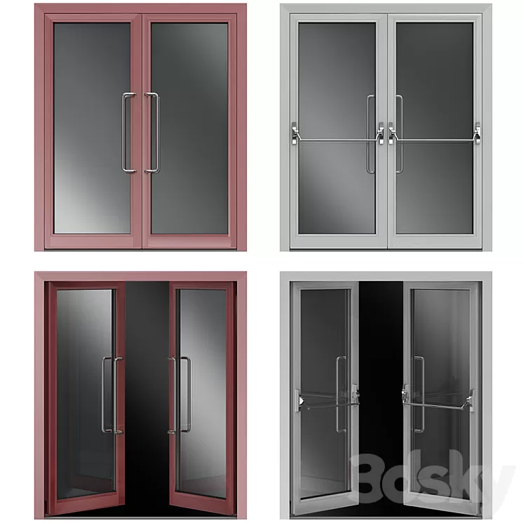 Metal swinging fire doors 3D Model Free
