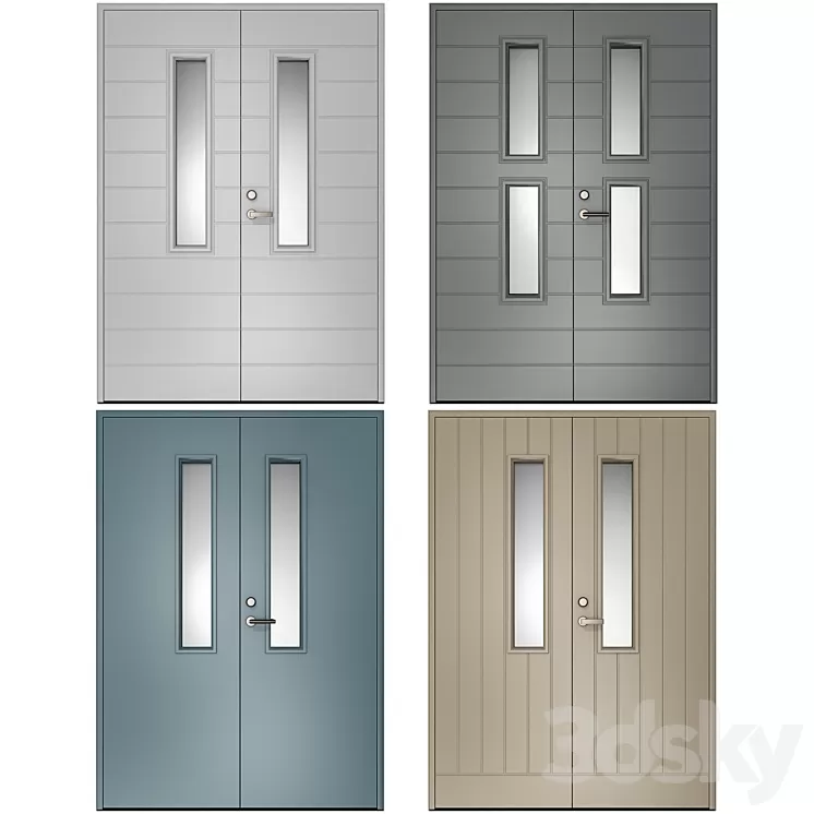 Metal swinging fire doors 3D Model Free