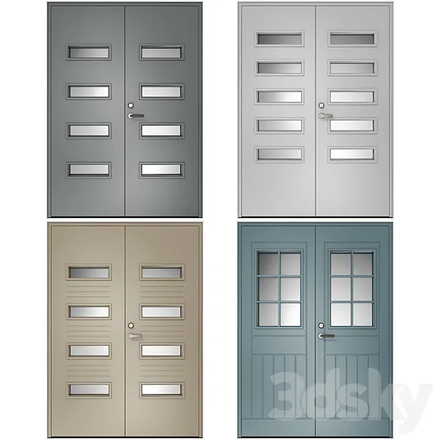 Metal swinging fire doors 3D Model