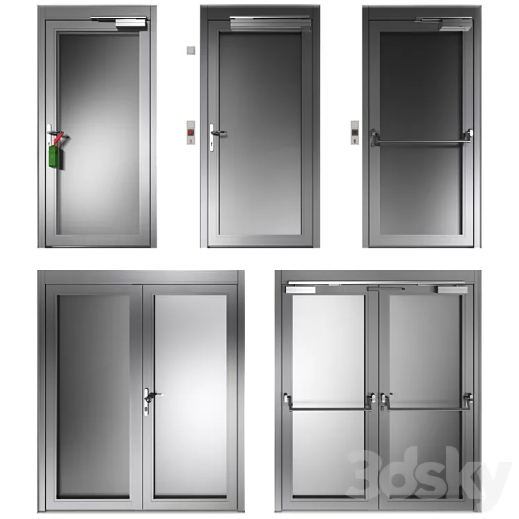 Metal swinging fire doors 3D Model