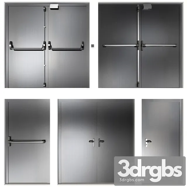 Metal swinging fire doors_1 3D Model Free