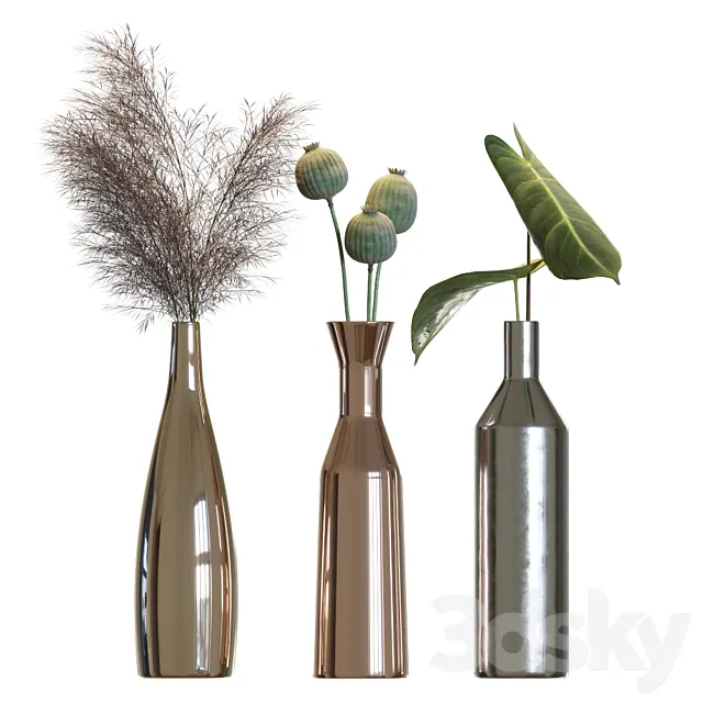 Metal vases decor set 3DModel
