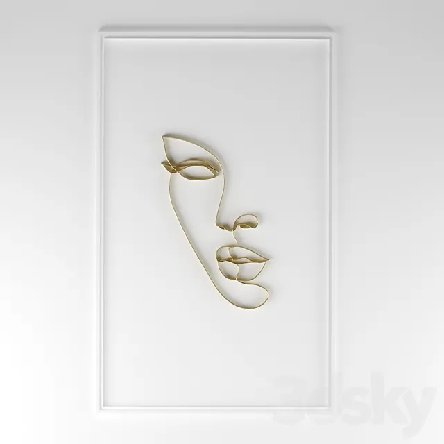 Metal wall panel woman face 3D Model