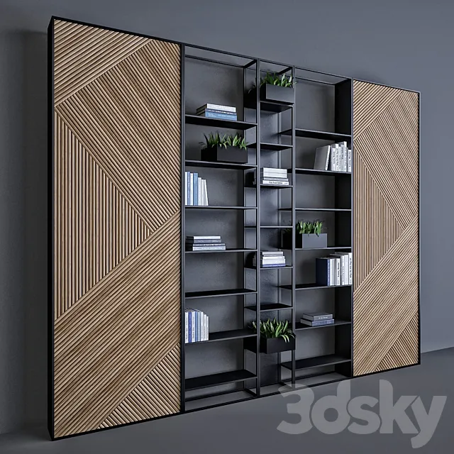 Metal & wood shelf 3D Model