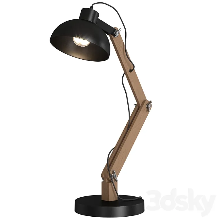 Metal Wood table lamp 3D Model Free Download