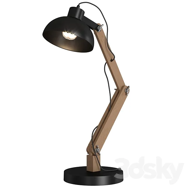 Metal Wood table lamp 3DModel