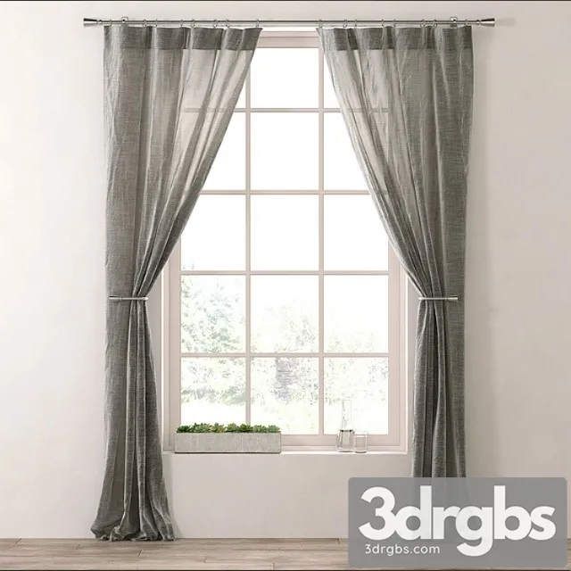 Metallic opaque linen drapery panel 3D Model Free