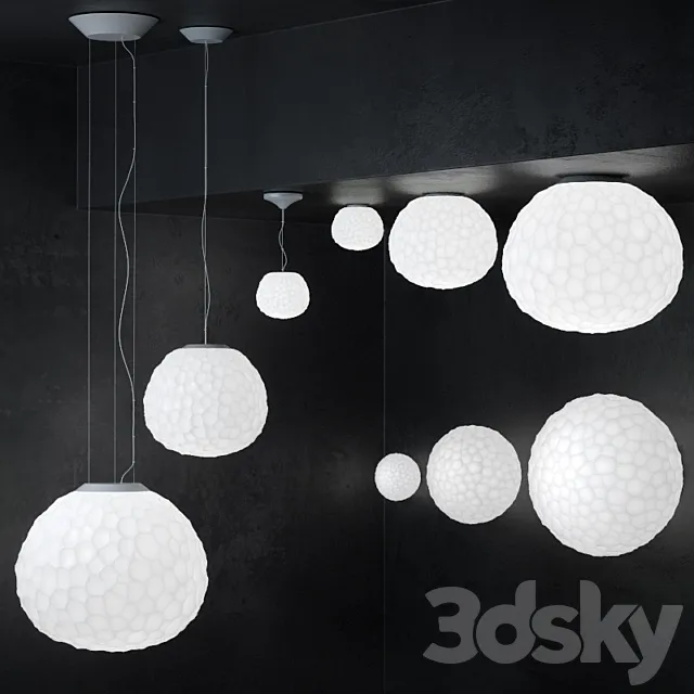 Meteorite lamp - suspension and wall collection 3D Model