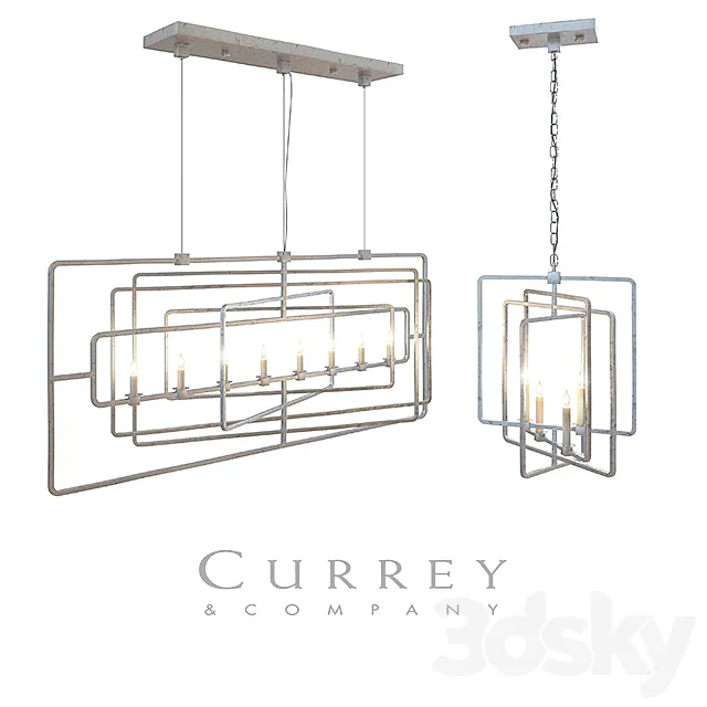 Metro rectangular and square chandelier by Currey & company 3D Model