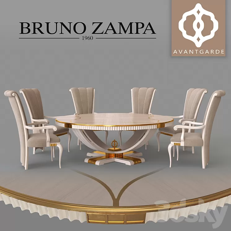 Metropolis dining table and Greta armchair 3D Model