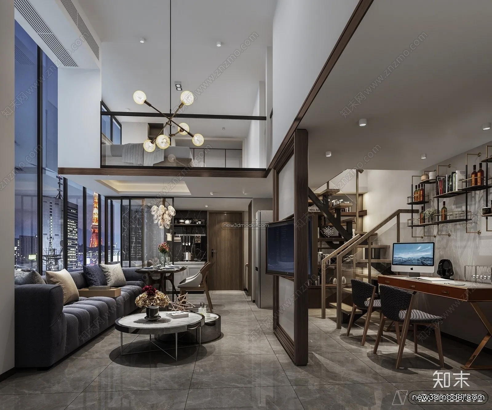 Mezzanine Floor - 3D Interior Scene - 3D Models - Modern Style - 008