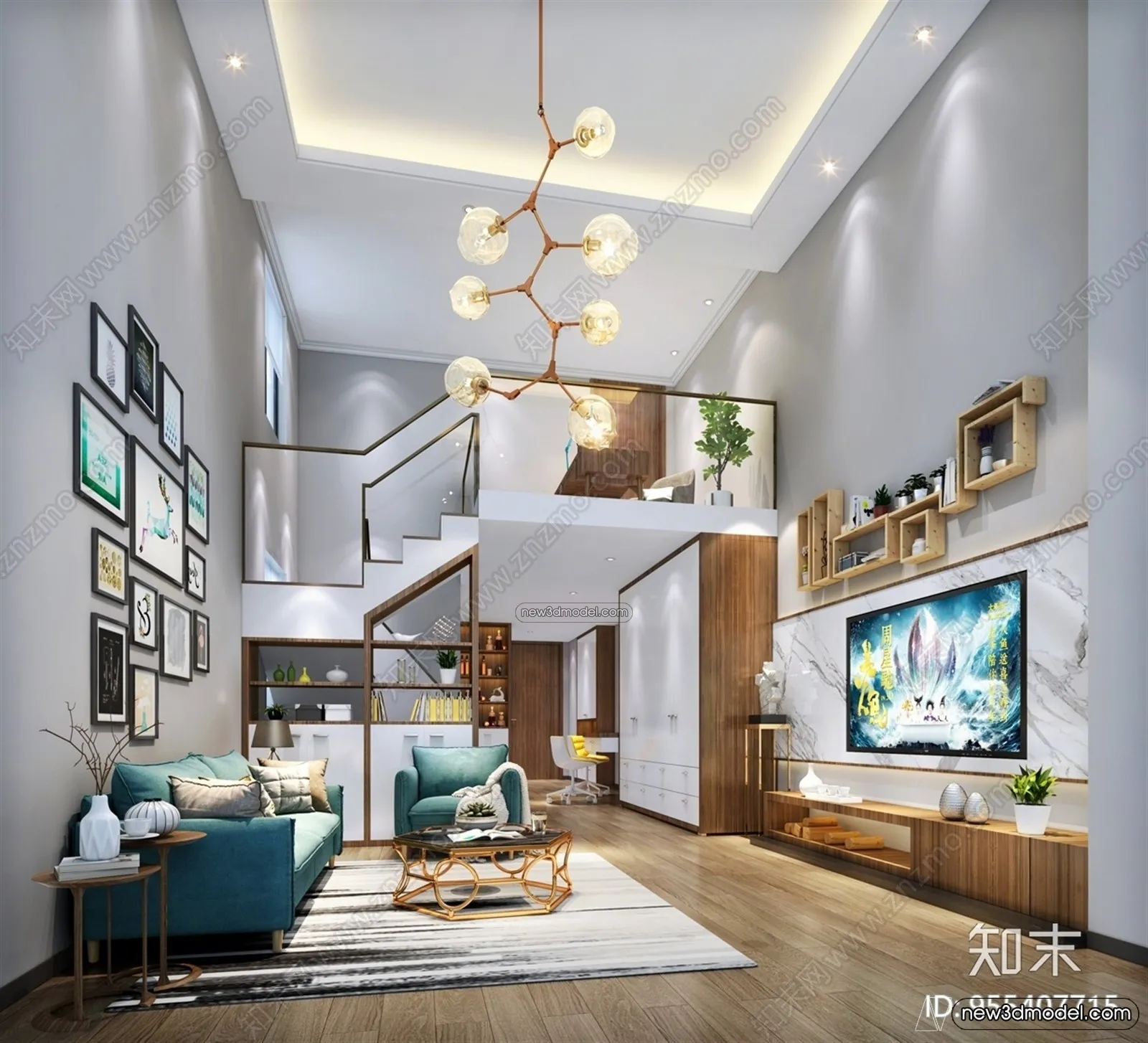 Mezzanine Floor - 3D Interior Scene - 3D Models - Modern Style - 013