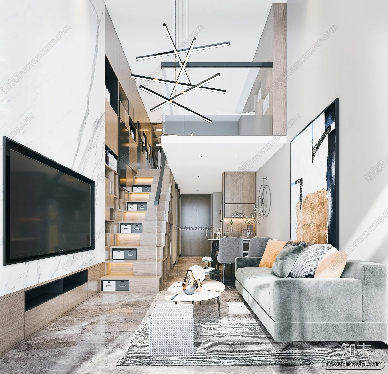 Mezzanine Floor - 3D Interior Scene - 3D Models - Modern Style - 015