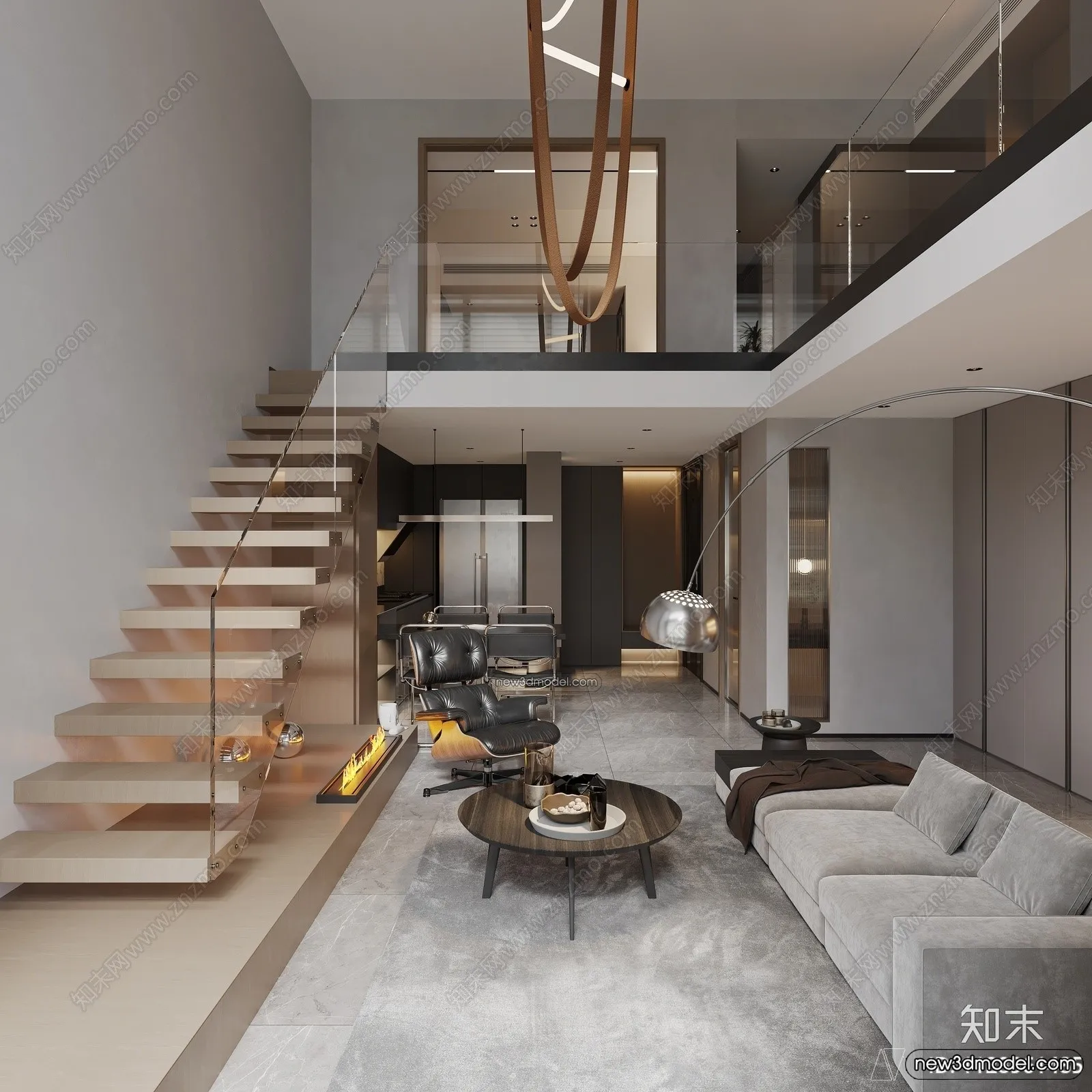 Mezzanine Floor - 3D Interior Scene - 3D Models - Modern Style - 023