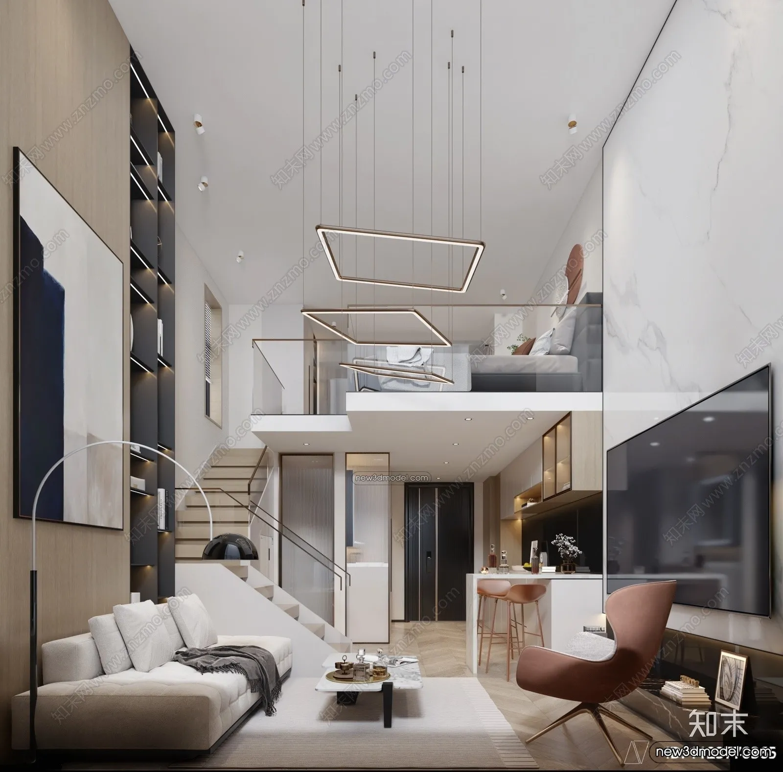 Mezzanine Floor - 3D Interior Scene - 3D Models - Modern Style - 035