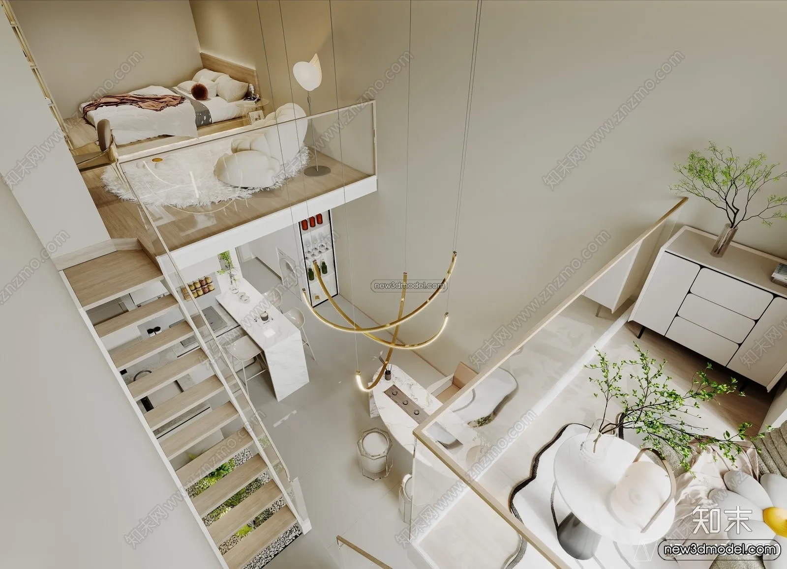 Mezzanine Floor - 3D Interior Scene - 3D Models - Modern Style - 036