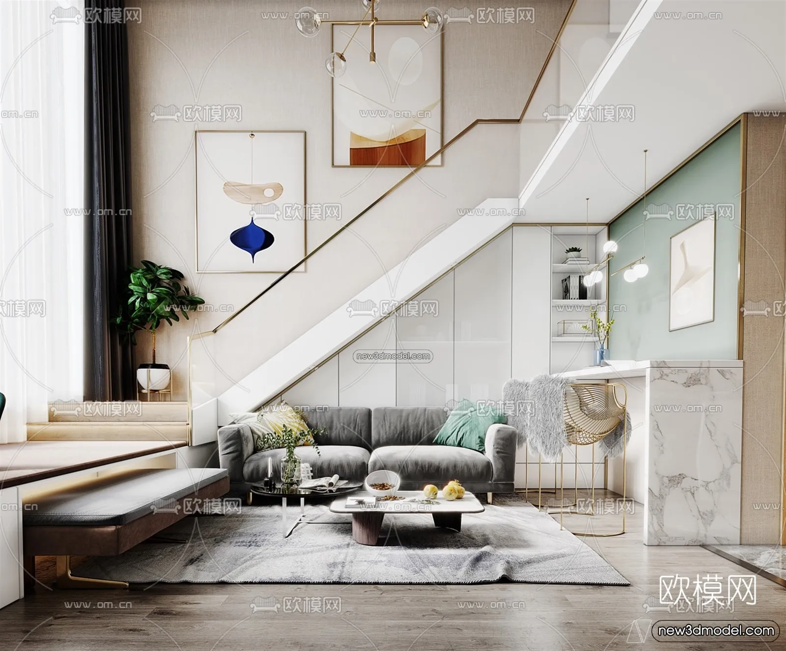 Mezzanine Floor - 3D Interior Scene - 3D Models - Modern Style - 043