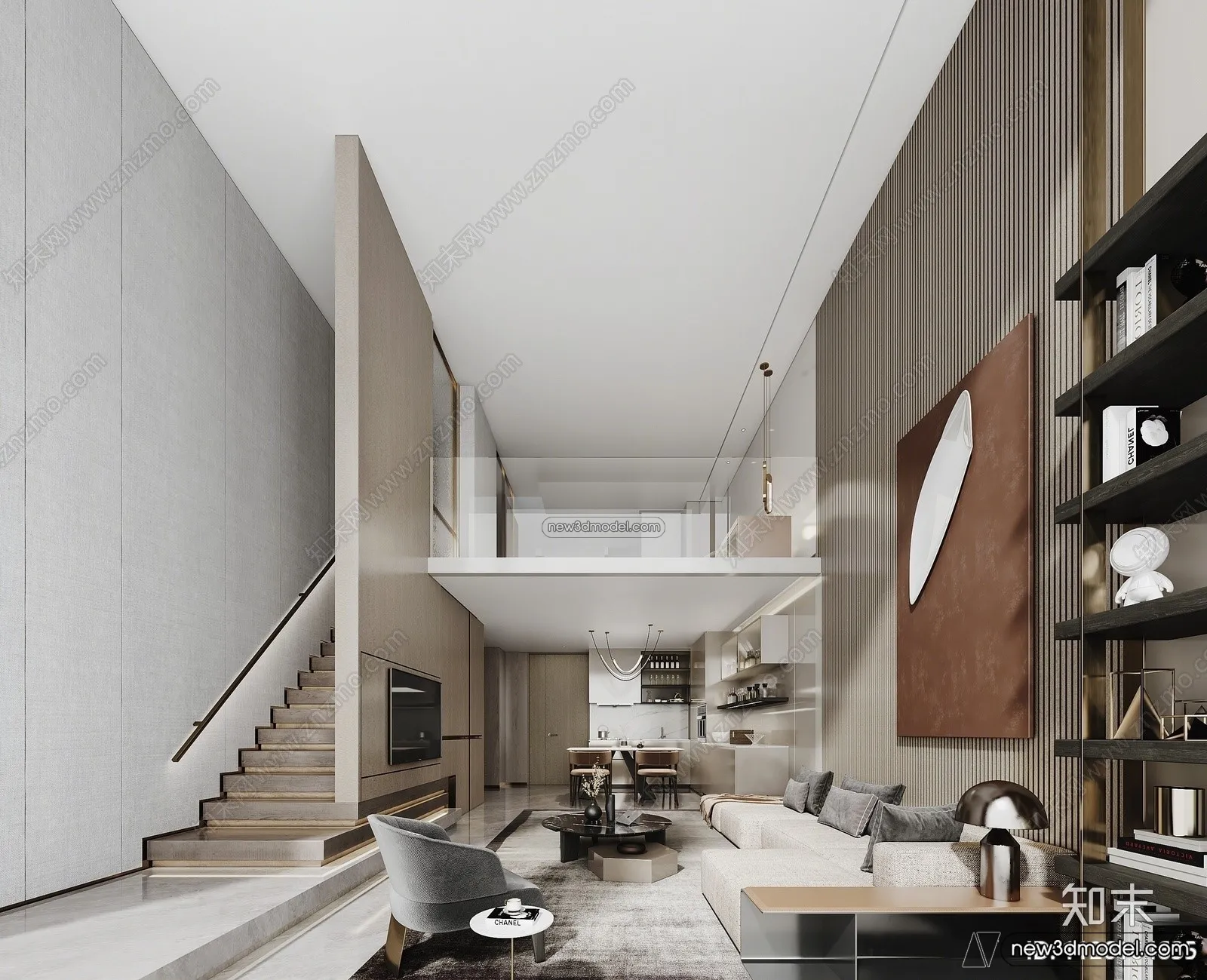 Mezzanine Floor - 3D Interior Scene - 3D Models - Modern Style - 068