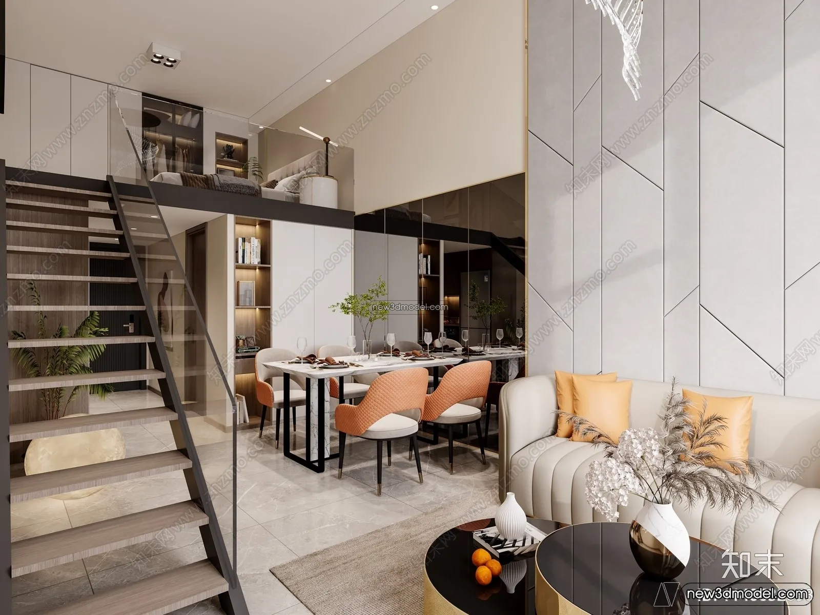 Mezzanine Floor - 3D Interior Scene - 3D Models - Modern Style - 073