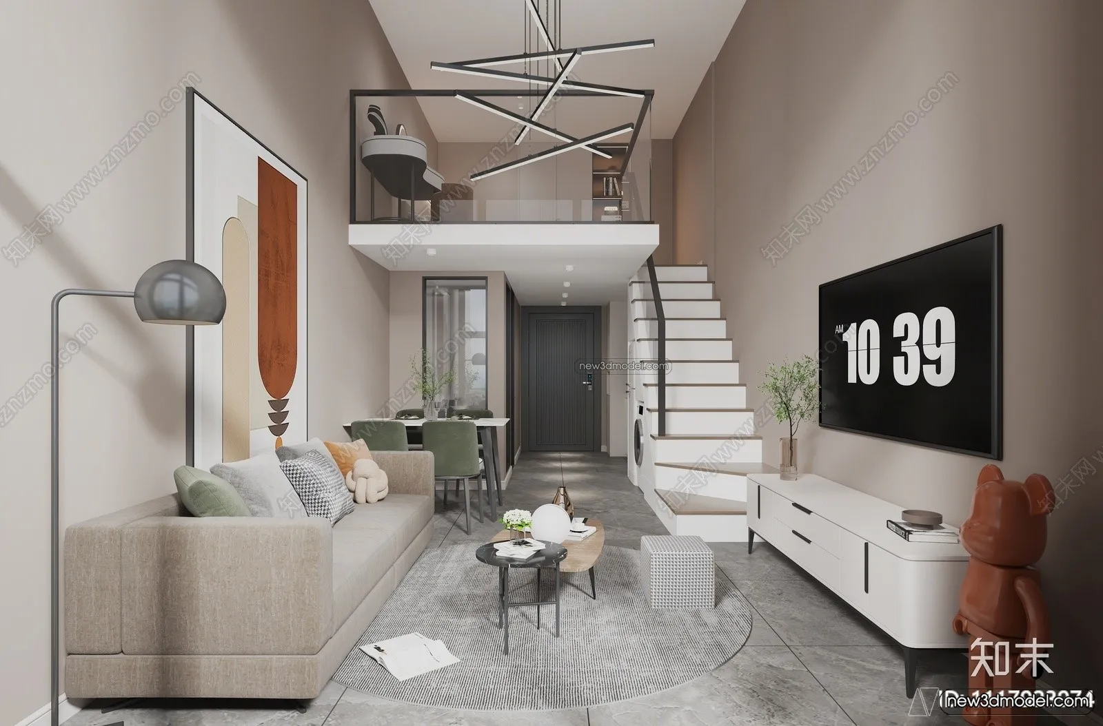 Mezzanine Floor - 3D Interior Scene - 3D Models - Modern Style - 085