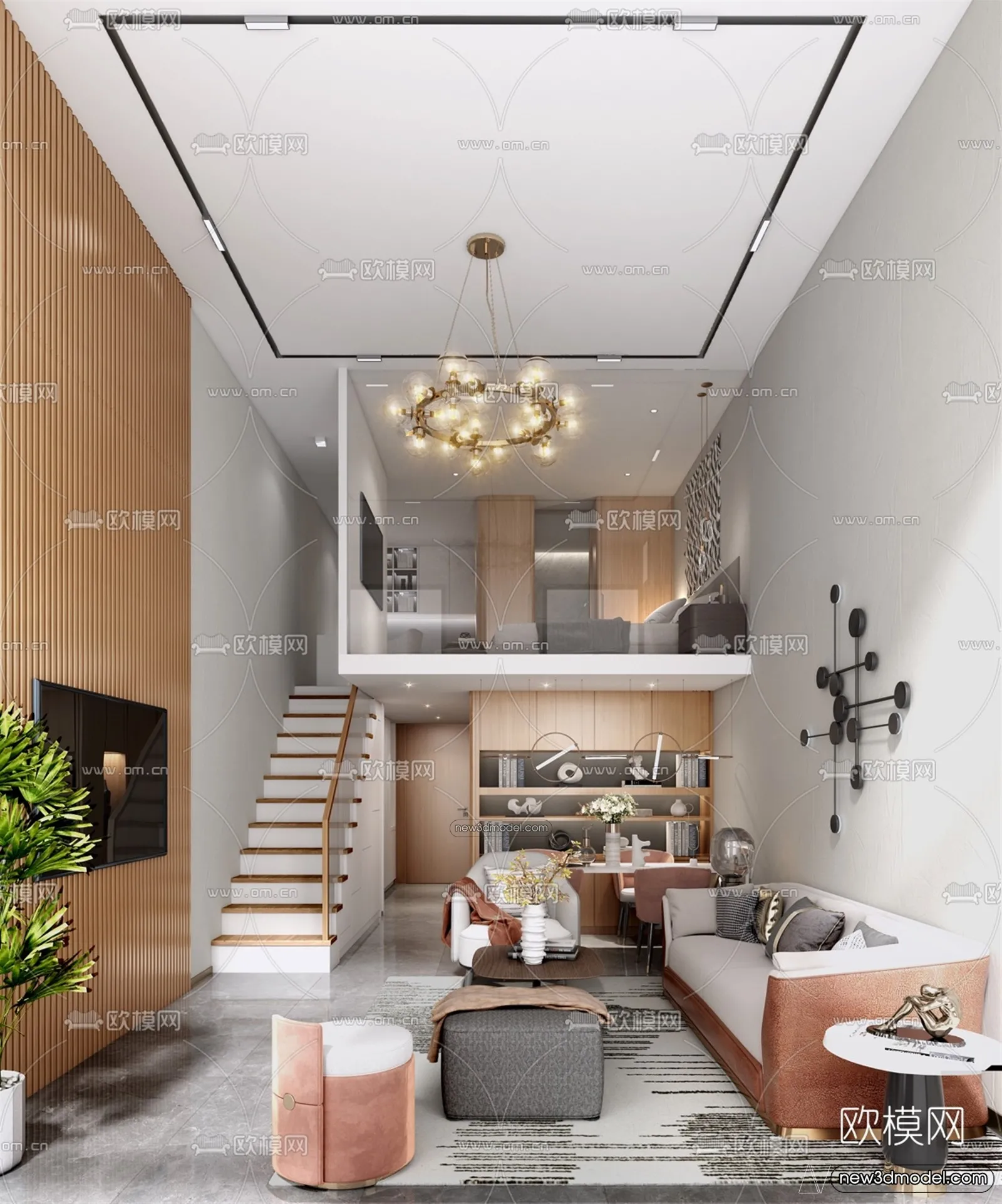 Mezzanine Floor - 3D Interior Scene - 3D Models - Modern Style - 086