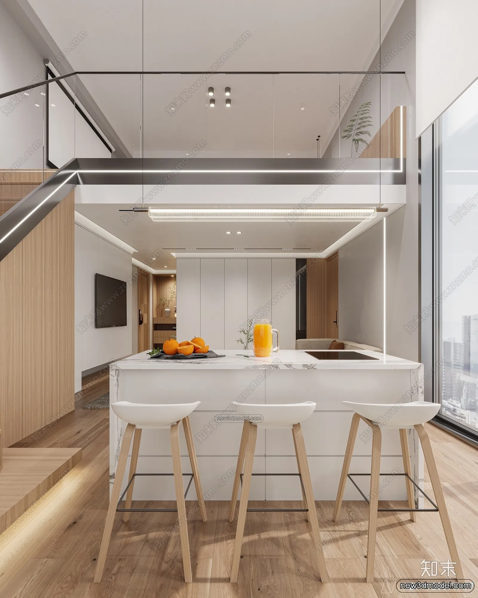 Mezzanine Floor - 3D Interior Scene - 3D Models - Modern Style - 088