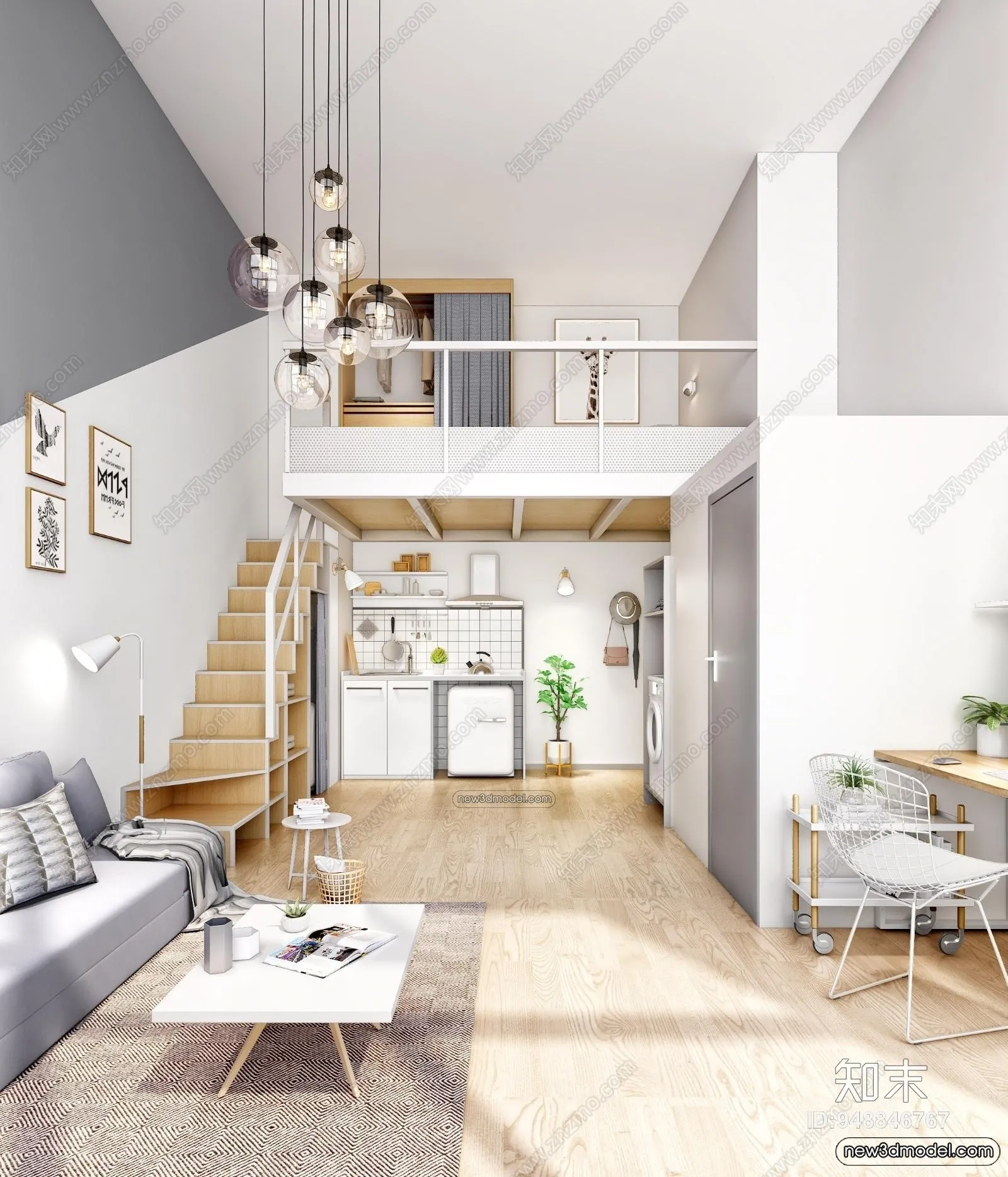 Mezzanine Floor - 3D Interior Scene - 3D Models - Modern Style - 090