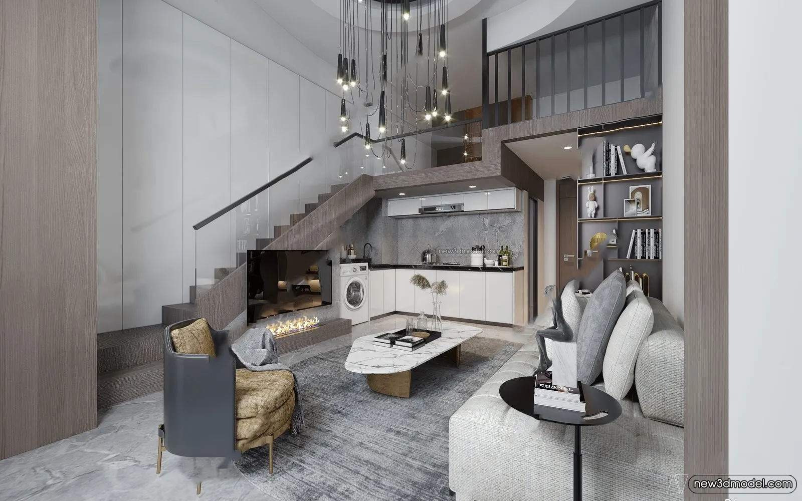 Mezzanine Floor - 3D Interior Scene - 3D Models - Modern Style - 094