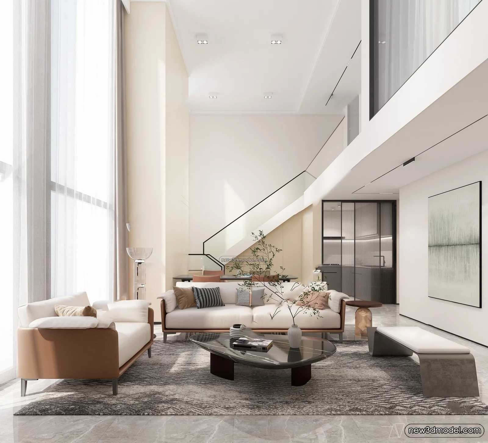 Mezzanine Floor - 3D Interior Scene - 3D Models - Modern Style - 095