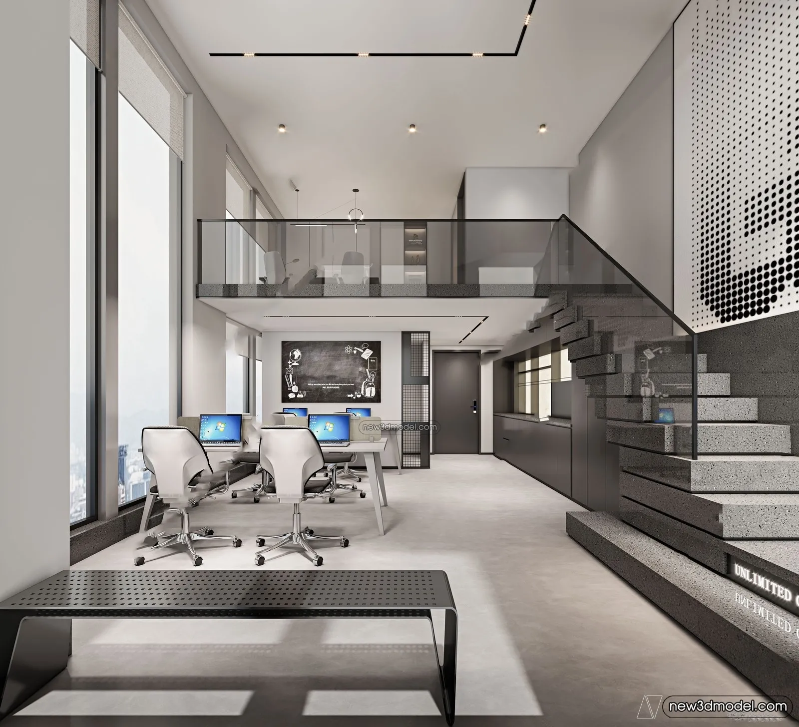 Mezzanine Floor - 3D Interior Scene - 3D Models - Modern Style - 097