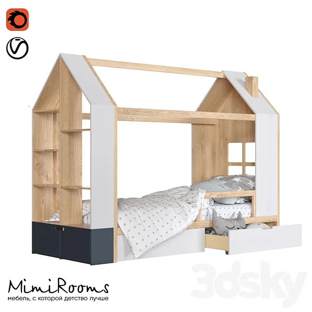 Mi-Mi crib with a rack from mimirooms.ru 3D Model