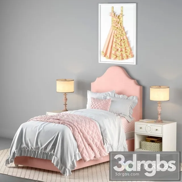 Mia Upholstered Bed 3D Model Free