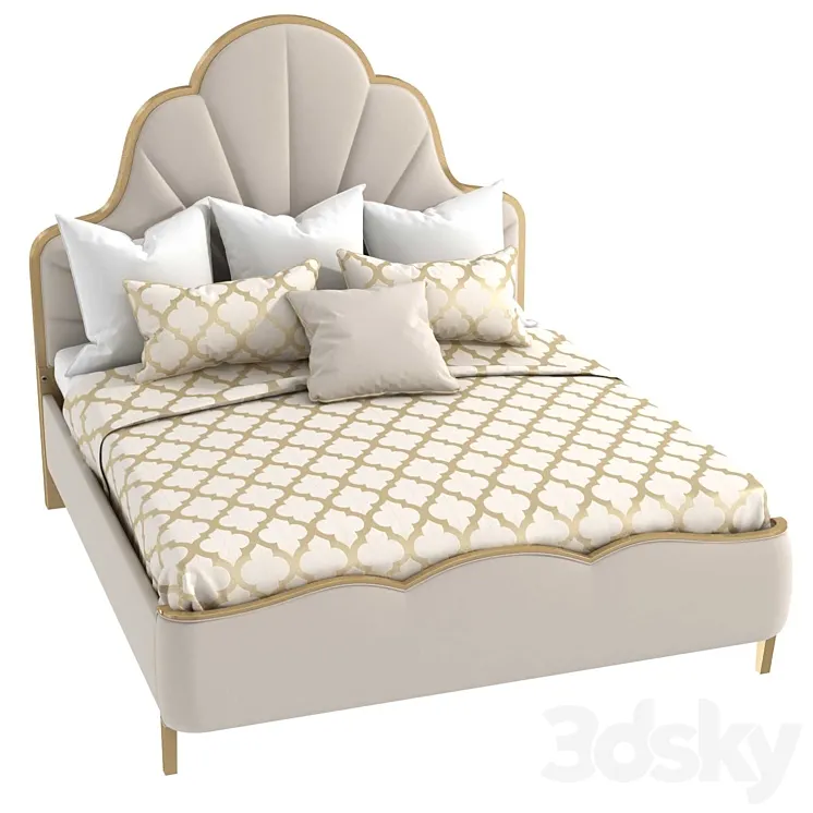 Michael Amini AICO MALIBU CREST Cal King Scalloped Panel Bed 3D Model Free